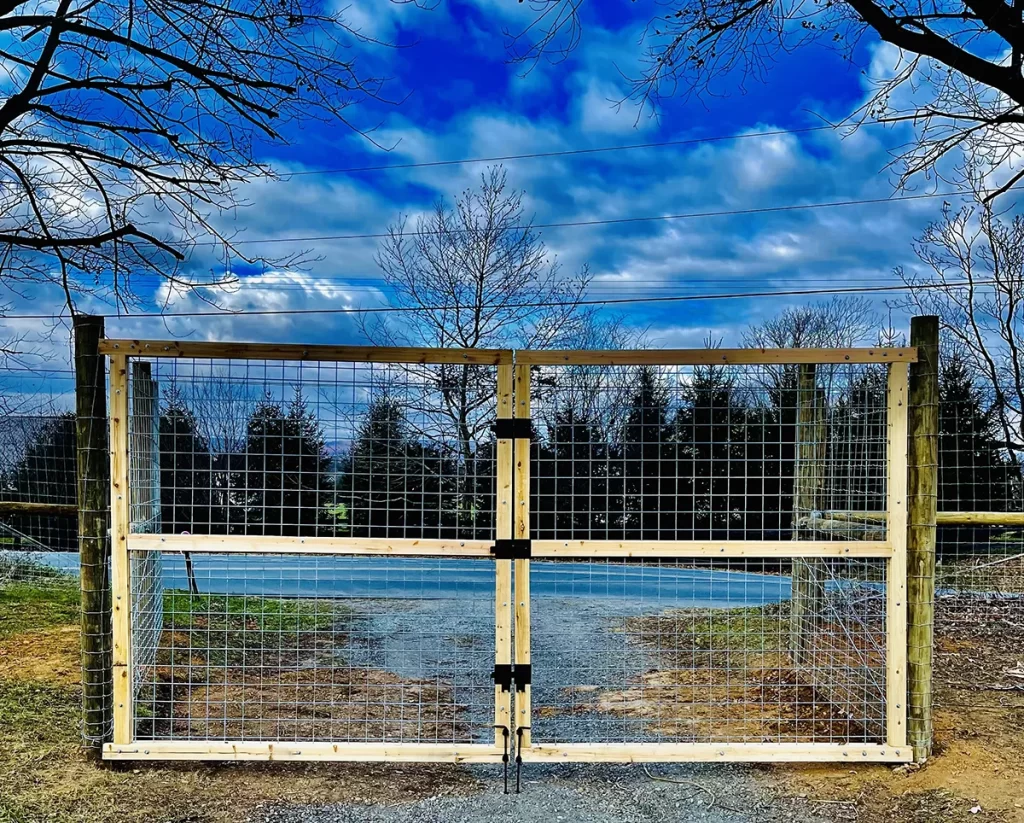 A wooden fence gate