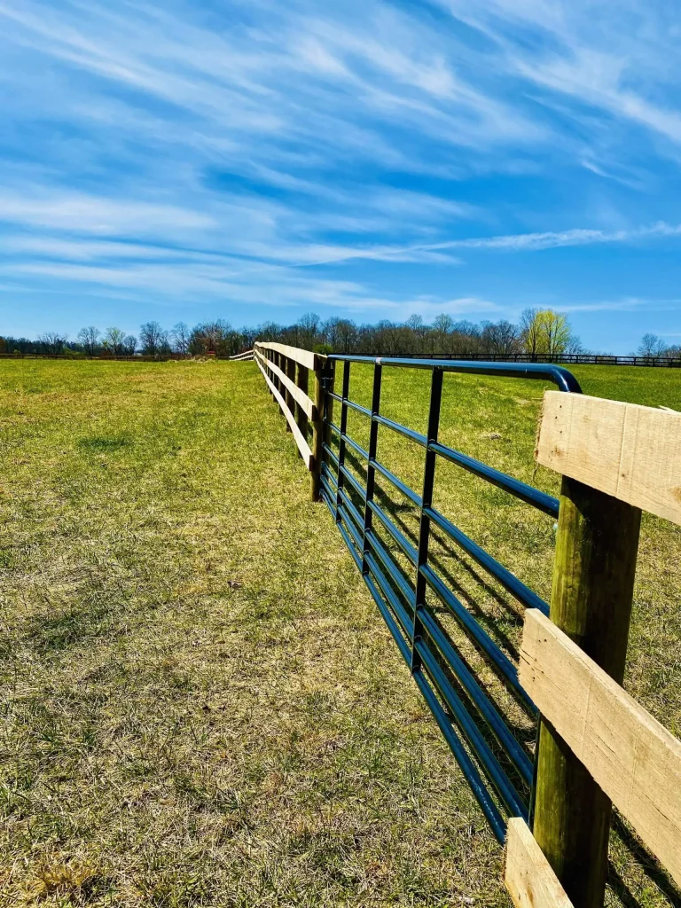 An aluminum and wooden fence